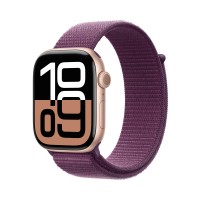 Смарт-годинник Apple Watch Series 10 GPS + стільниковий корпус, 46 мм, алюмінієвий спортивний ремінець із рожевого золота та стиглої сливи