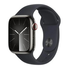 Apple Watch Series 9 Smartwatch GPS + Cellular Case 41mm Stainless Steel Full Graphite Sport Strap Graphite M/L