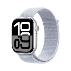 Корпус Apple Watch Series 10 GPS + Cellular, 46 мм, сріблястий алюміній, спортивний ремінець блакитного кольору