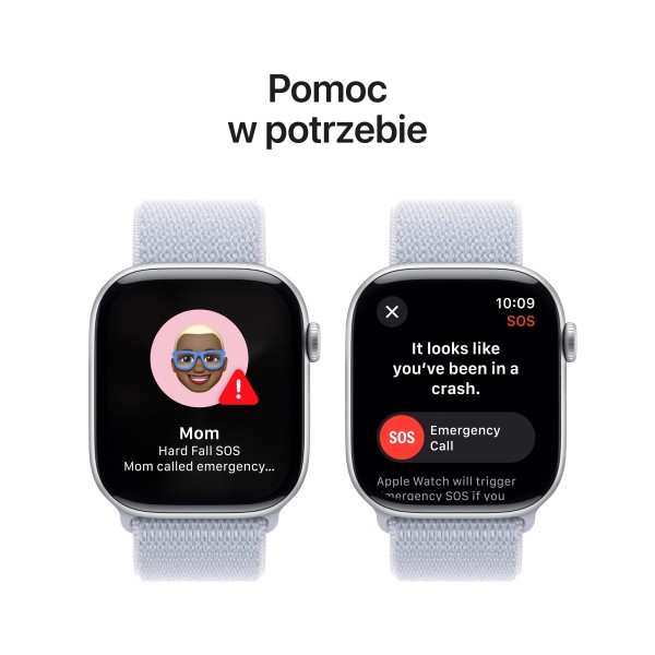 Корпус Apple Watch Series 10 GPS + Cellular, 46 мм, сріблястий алюміній, спортивний ремінець блакитного кольору