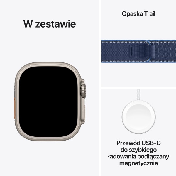Apple Watch Ultra 3 GPS + Cellular Natural Titanium Gray 49mm Trail Blue Band S/M